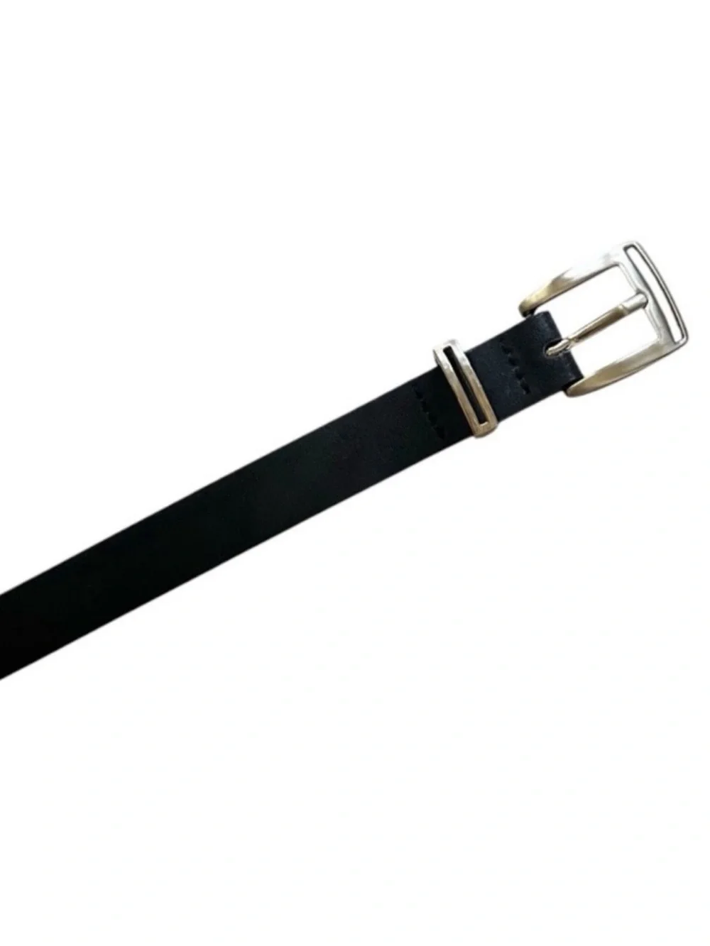 NEW TEHAMA Black Leather Belt with Silver Buckle Size Medium